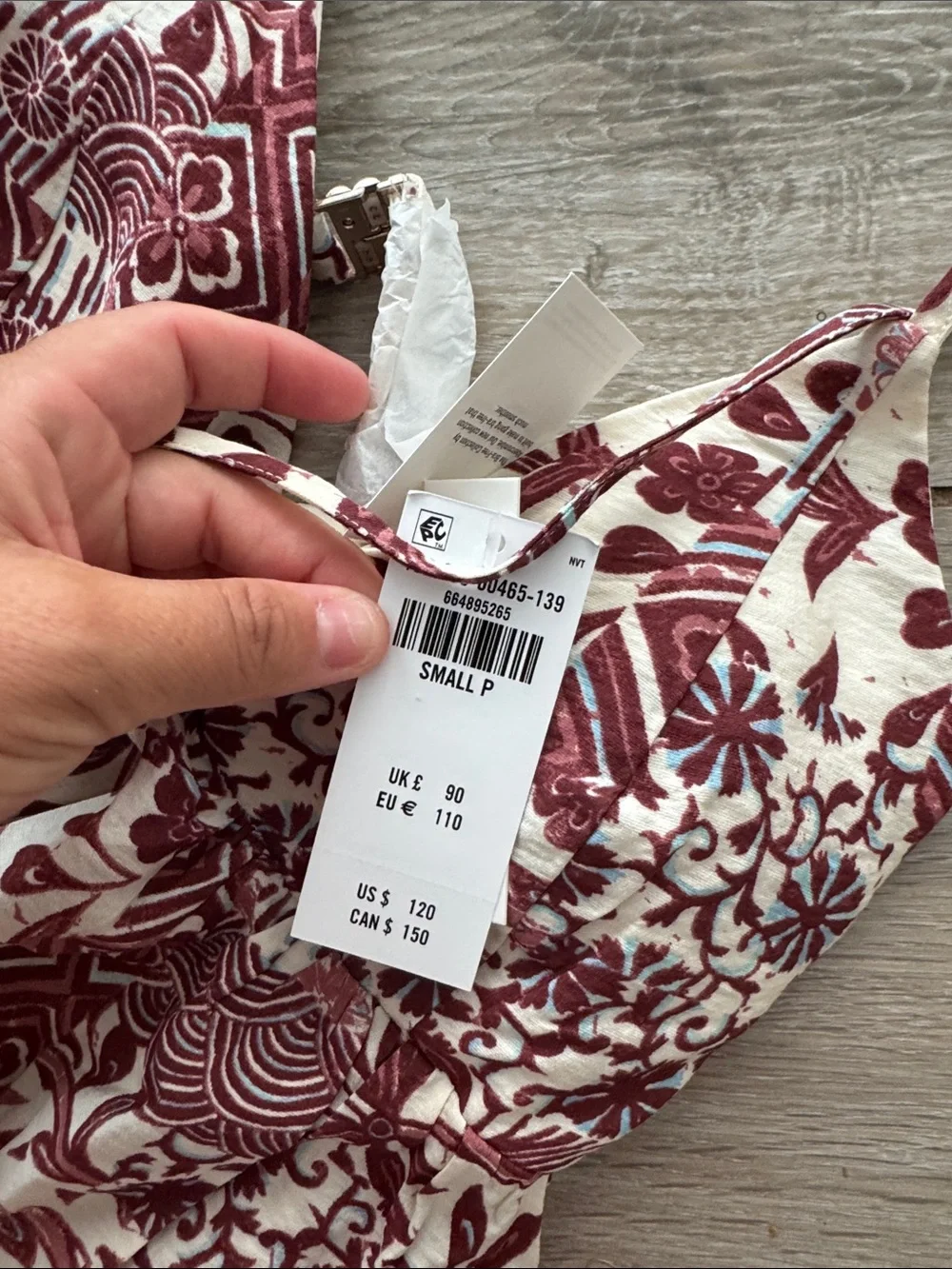 Abercrombie & Fitch Bra Free Clasp Back Cream Maxi Dress with Dusty Rose Print